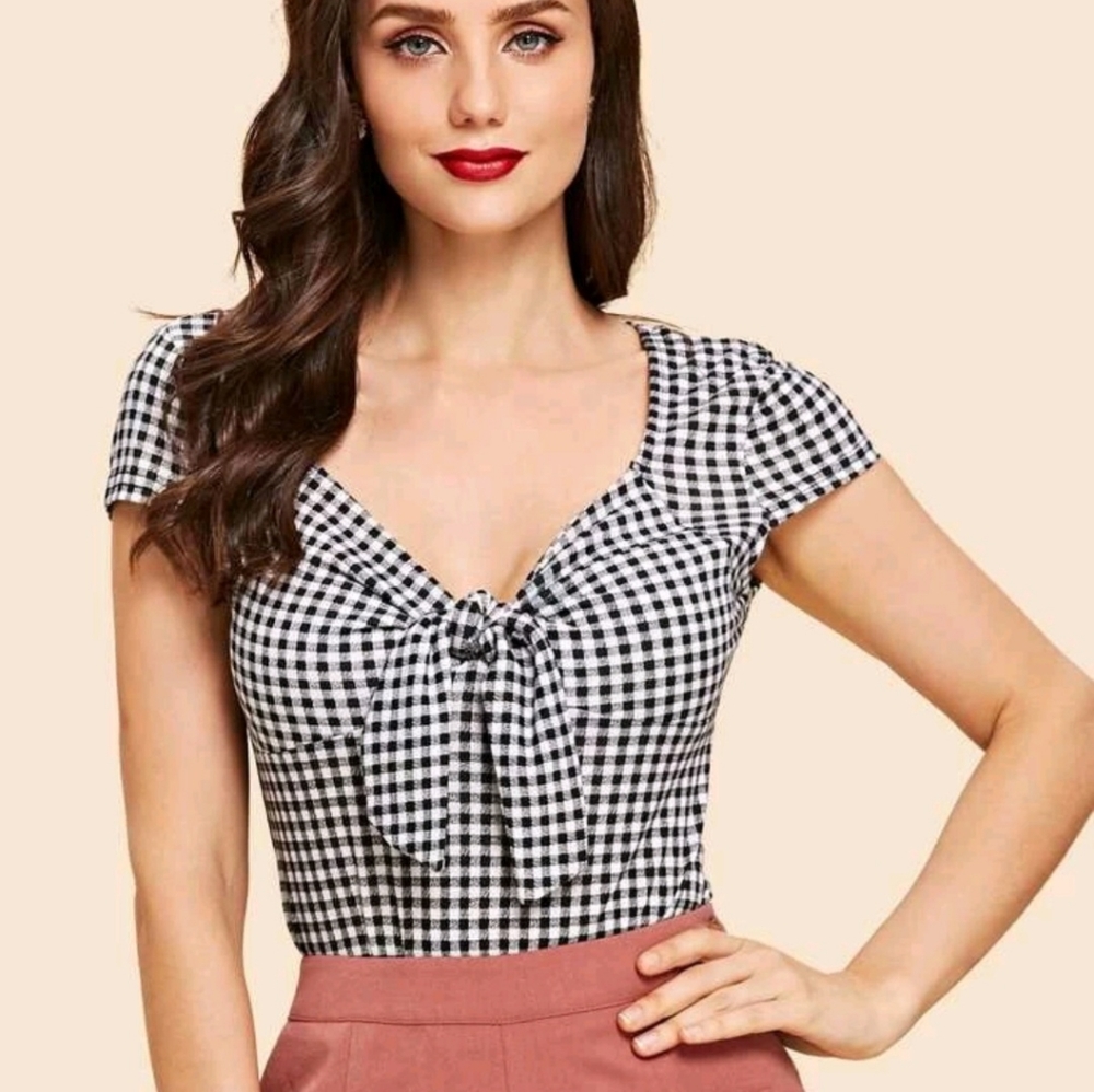 Knotted Gingham Top